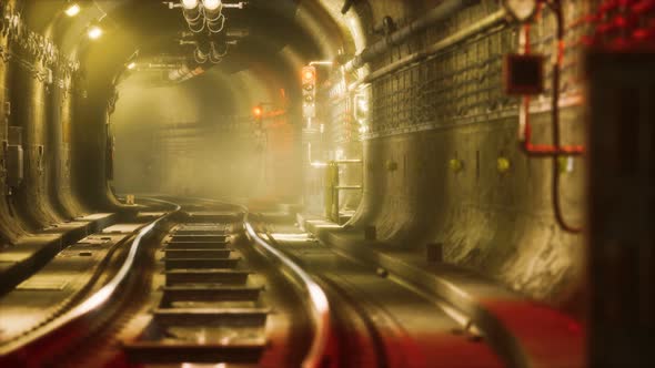 Dark Old Abandoned Metro Subway Tunnel