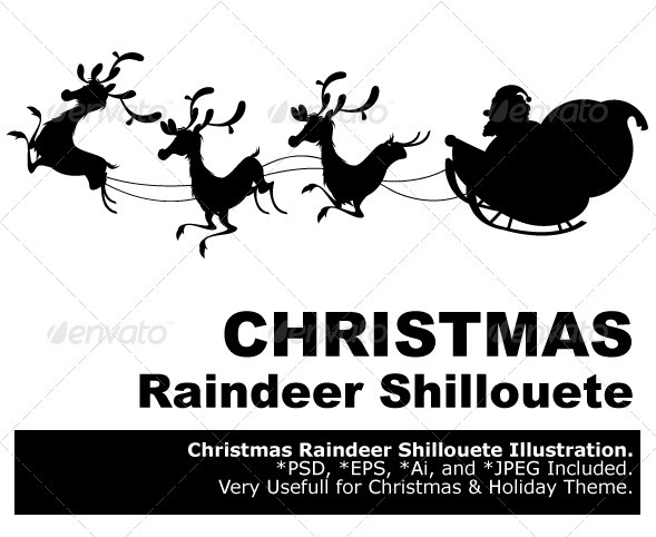 Reindeer Silhouette And Santa Claus Christmas
