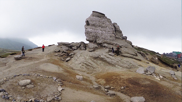 Flying Over Natural Rock Monument alt