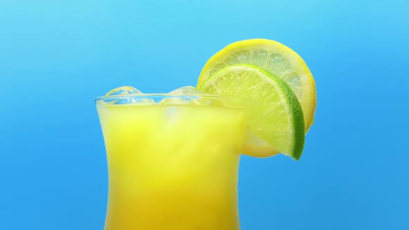 Glass Of Lemonade With Fruit Slices