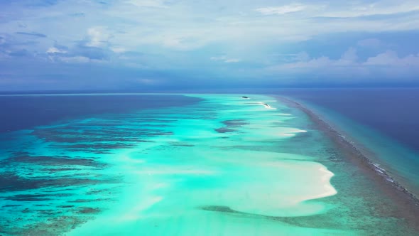 Aerial view landscape of beautiful seashore beach voyage by clear water and white sand background of