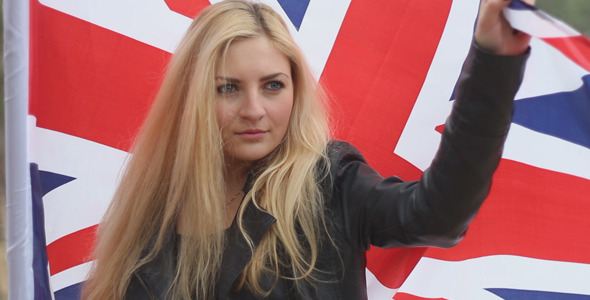 Girl With a British Flag