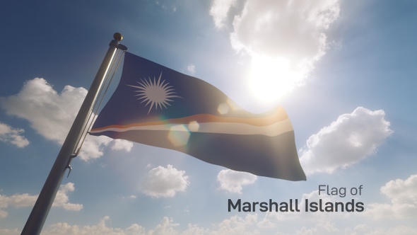 Marshall Islands Flag on a Flagpole V2