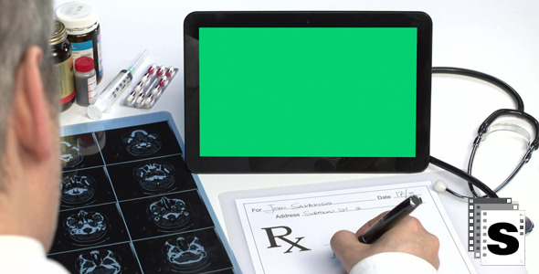 Medical Prescription With Green Screen Tablet