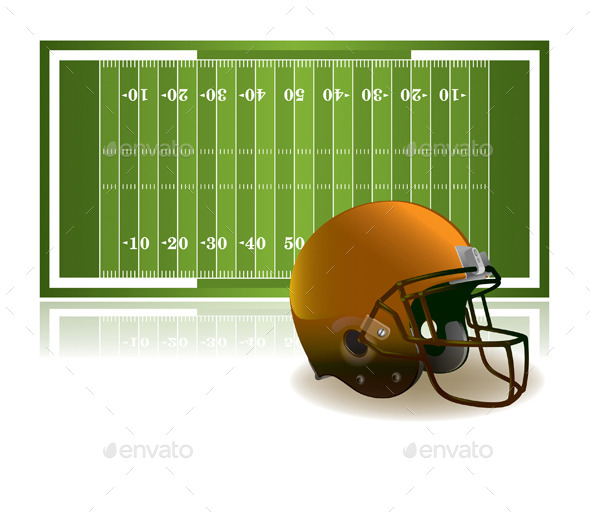 American Football Helmet and Field