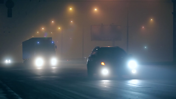 Fog Night Traffic in City 01