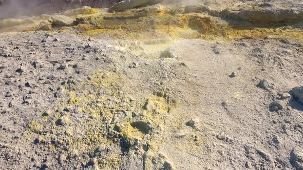 Volcanic Gas Exiting Through Fumaroles on Fossa Crater of Vulcano Island. Lipari Islands