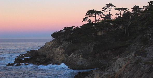 Pink Sunrise over Cliffs at Pebble Beach