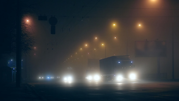 Fog Night Traffic in City 03