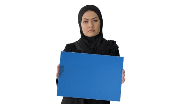 Muslim woman's protest Lady dressed in black and holding