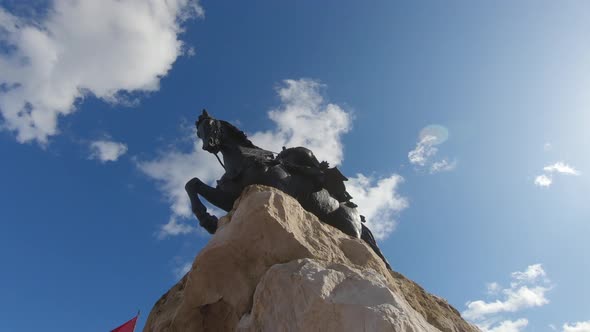 Statue of Albanian national hero George Kastrioti Skanderbeg, Tirana, Albania