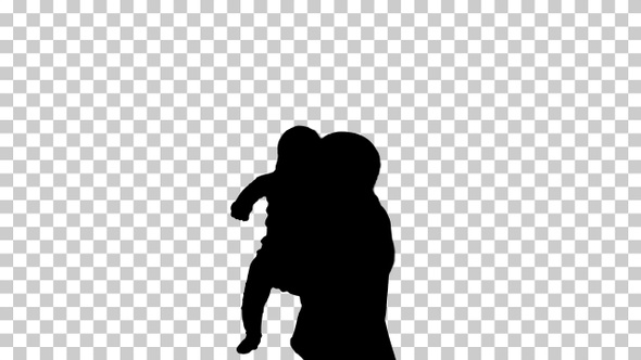 Silhouette Mother with a baby, Alpha Channel