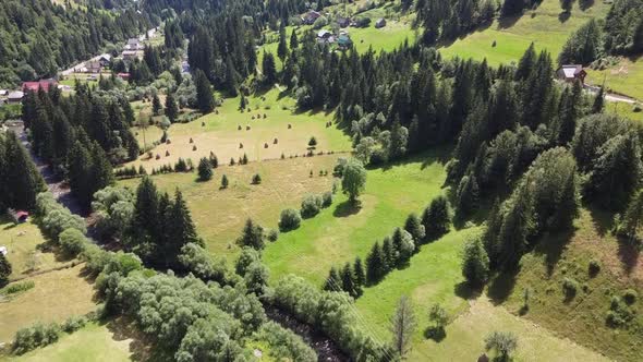 Scenic Rural Mountain Area Aerial View