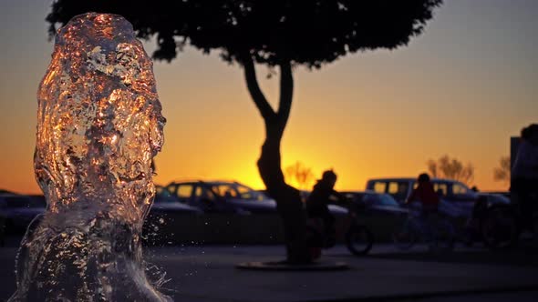 Fountain At Sunset