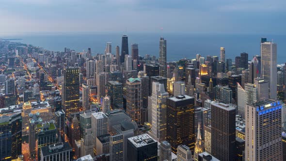 Chicago Day to Night Skyline Time Lapse