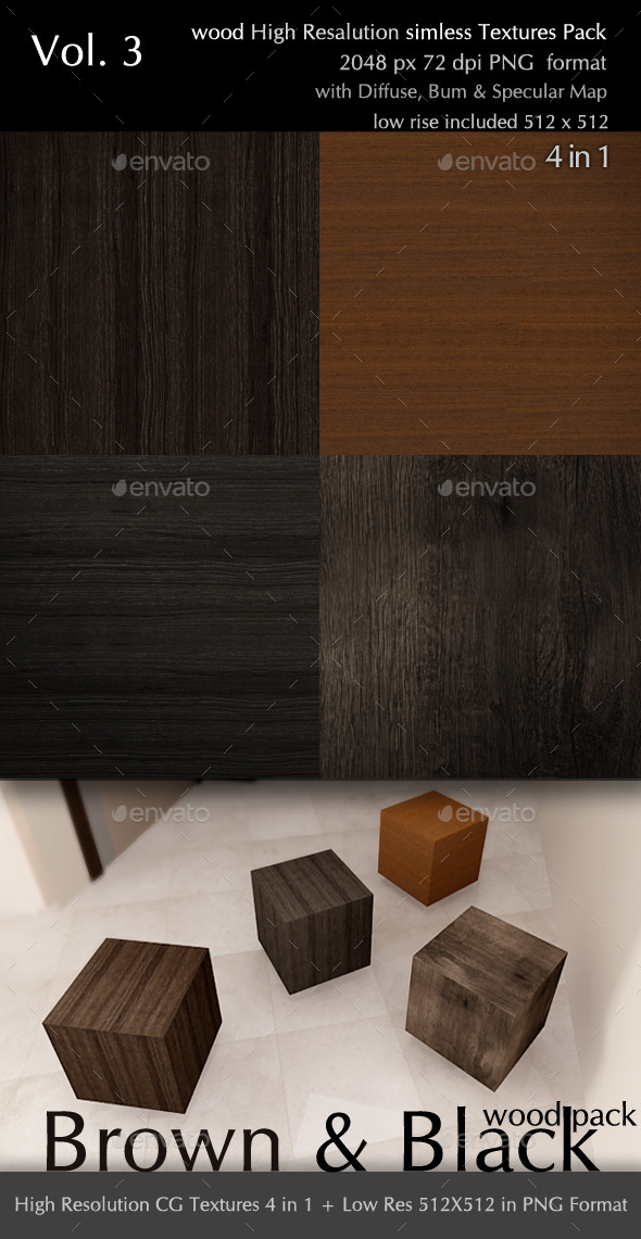 Brown & Black Wood Pack CG Textures 4 in 1