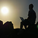 Man on Laptop under Golden Sunshine - VideoHive Item for Sale