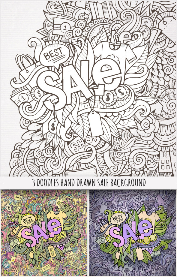 3 Sale Doodles Background