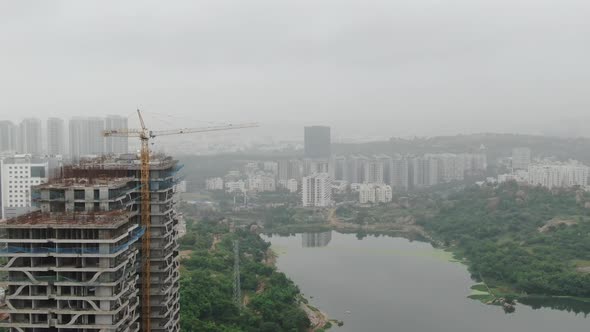 Aerial View of Condo Under Construction in Hyderabad, India