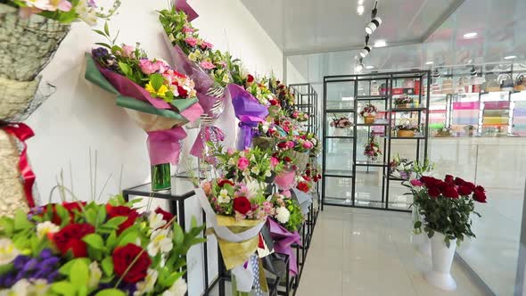 beautiful bouquets of flowers in a flower shop