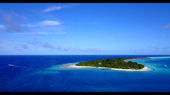 Aerial top view nature of paradise coast beach time by blue ocean and white sandy background of a da