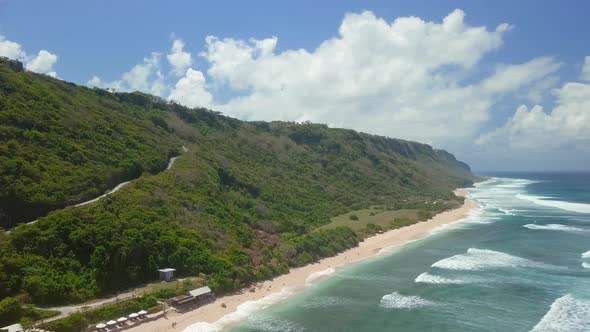 Drone view over Ocean Coastline tropical beach nature