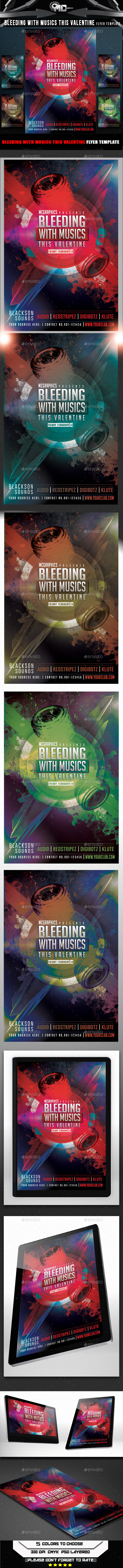 Bleeding with Musics this Valentine Flyer Template