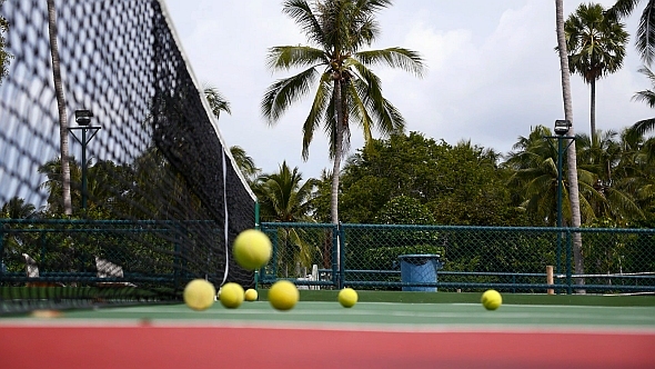 Tennis Court with Balls