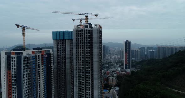 Aerial footage of downtown landscape  in shenzhen city, China