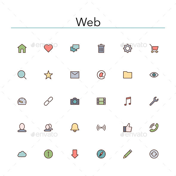 Web Colored Line Icons