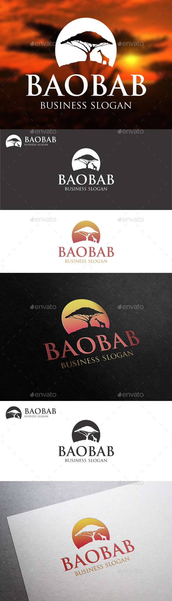 Baobab Tree - African Landscape Logo
