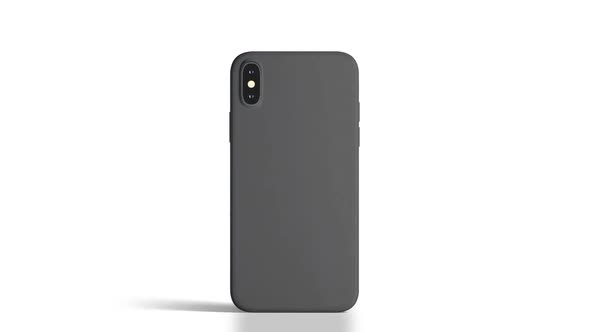 Blank black phone with matte case rotation, isolated
