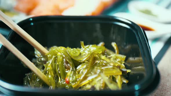 Seaweed Marinated in Plastic Packaging