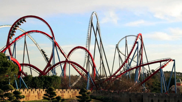 Huge Roller Coasters at an Amusement Park 04