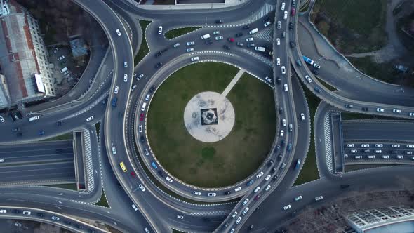 Overpass On The Rush Hour Aerial View