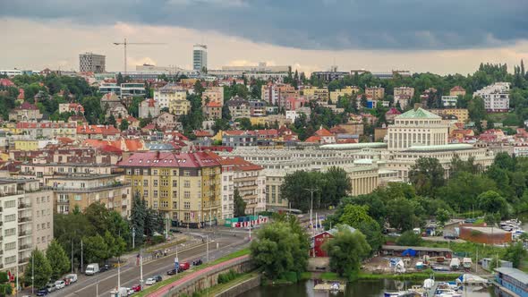 View of Prague Timelapse From the Observation Deck of Visegrad