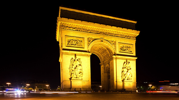 Arc Du Triomphe At Night, Paris France 6