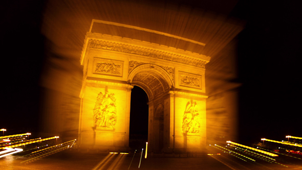 Arc Du Triomphe At Night, Paris France 9