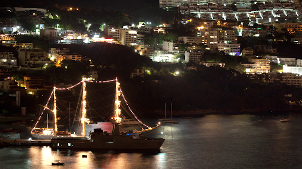 Acapulco Bay At Night Mexico