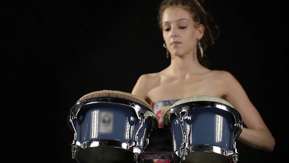 Female Percussion Drummer Performing With Bongos 6