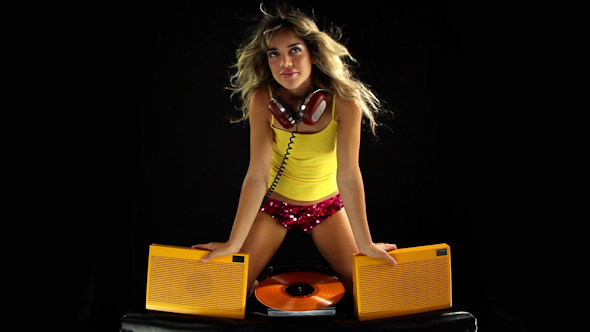 Girl Listening Dancing Retro Audio 2 alt