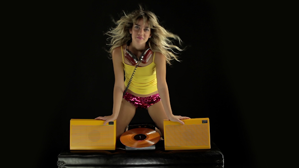 Girl Listening Dancing Retro Audio 4 alt