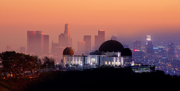Sunset on Downtown LA and Griffith Observatory