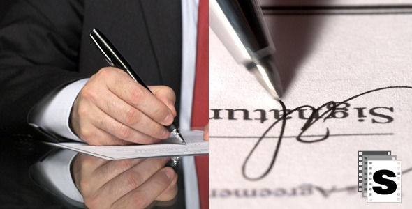 Businessman Writing And Signing Contract