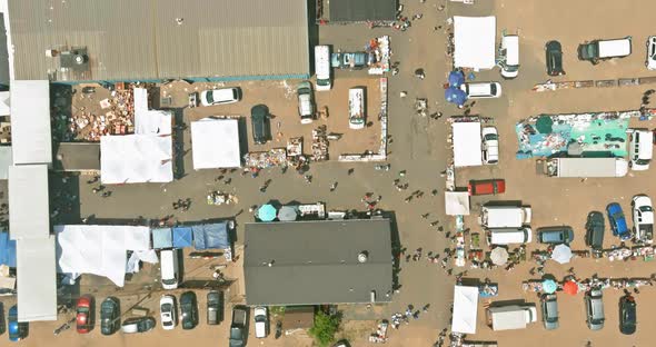 Aerial panorama view of flea market at old objects for sale a lots of market on Englishtown NJ USA