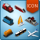 Isometric Map Icons - Trains, Ships and Airplane - GraphicRiver Item for Sale