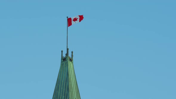 Canadian flag on top of the Peace Tower