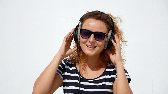 Happy Woman in Headphones