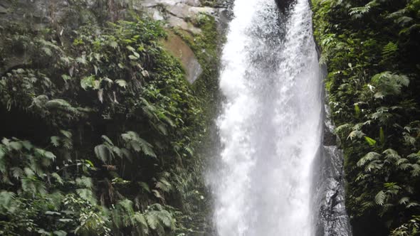 Panoramic View of Cascading Mountain Waterfall