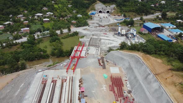 Building Bridge Via Workers Aerial